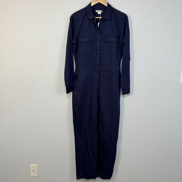 Outerknown S.E.A. Jumpsuit Organic Cotton Linen Long Sleeve Deep Navy Size Small - Picture 1 of 16
